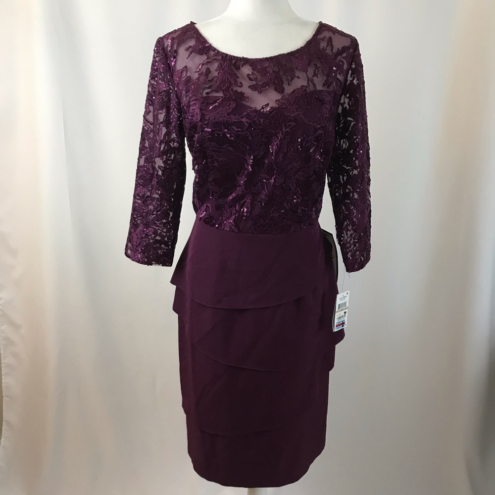 Shift dress lace and sequins. Purple. (#187)